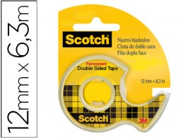 Miniportarrollos Scotch con cinta adhesiva doble cara 6,3 m.x12mm.